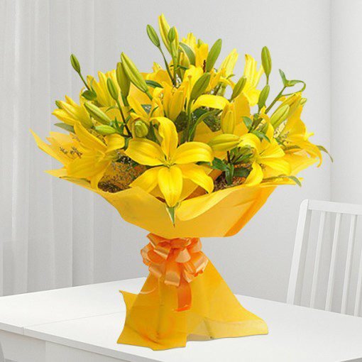 Bright Yellow Asiatic Lilies Bouquet