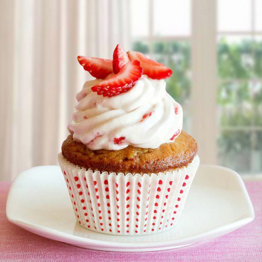 Strawberry Topping Cupcakes